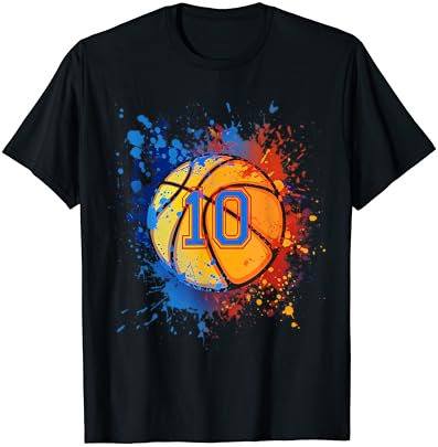10 години старо 10-ти роденденски подарок за кошарка за маица за забави за момчиња