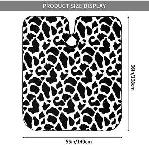 55х66 Инчен Полиестер Кејп За Сечење Коса Крава-Точка-Салон За Печатење Кожа Берберска Наметка Со Прилагодливо Предвремено Затворање Додатоци За Сечење Коса