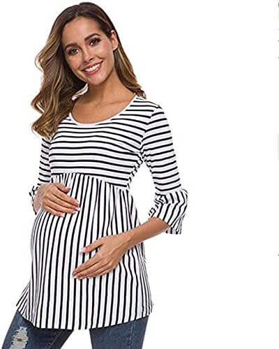 Породилни Блузи За Жени Печатење Во Риги Кошули За Бременост За Жени Летни Мајчински Врвови Маица Со Кратки Ракави Со Кружен Врат