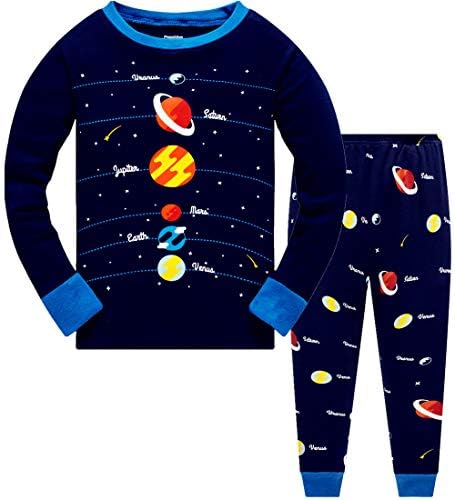 Попшион Бојс Пижами Памучна Планета Пјс Мало Дете 2 Парче Облека За Спиење Детска Облека Комплет Големина 3т-10т