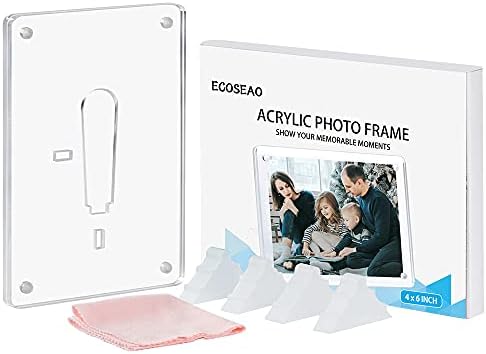 EcoSeao 6x8 инчи акрилна рамка за слика, минималистичка фото рамка Акрилно стакло рамка со фото -рамка со десктоп приказ хоризонтално
