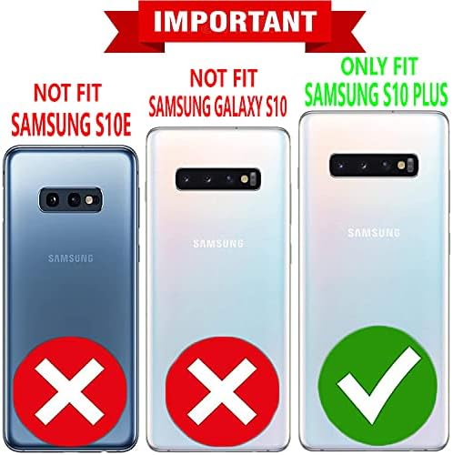 Starshop Galaxy S10 Plus Случај, Samsung S10 Плус Случај, [со [Калено Стакло Екран Заштитник Вклучени] СТП Кожа Паричник Шокпрофон Телефон Покритие