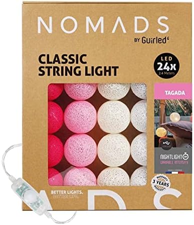 Guirled Nomads - String Light Garland LED USB - Fairy Light - Бебе ноќно светло 2H - Вклучен адаптер за наизменична струја - 3 интензитети 24 памучни