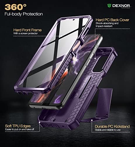 Декснор За Куќиштето Samsung Galaxy A32 5G, [Вграден Заштитник На Екранот И Држач За Удари] Тешка Заштита Од Воено Одделение Заштитен Капак