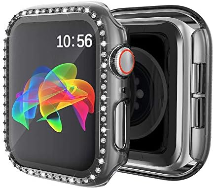 Компатибилен со сериите на кутии на Apple Watch SE/6/5/4/3 Crystal Diamond заштитна обвивка за случајот iWatch Bling со браник 38mm