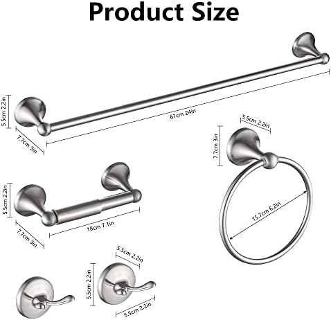 Грикол 5-Парчиња Бања Хардвер Додатоци Во Собата, Четкани Никел Прилагодливи Проширување 24 инчи Пешкир Бар Постави Нерѓосувачки Челик Бања Хардвер