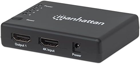 Производи на Менхетен 4K 4-порта компактен сплитер на HDMI со напојување со AC, 1 на 4 надвор, UHD, црно