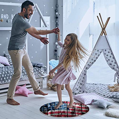 Знамето на САД насликано на дрвена подлога, не -лизгање до 23,6 тркалезни теписи килими за деца спална соба бебе соба игра Расадник