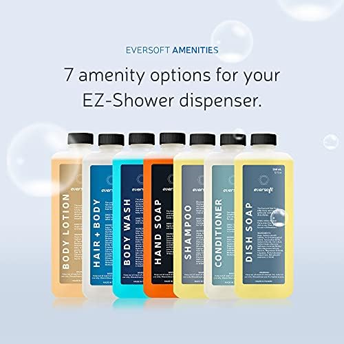 Ez-shoower wallиден монтиран тело/коса/балсам за диспензерот за бања/RV/Airbnb, 350 ml, касети за полнење на Eversoft, продадени одделно, Trio White, 1130-BHC