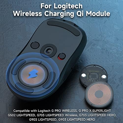 Замена на пари за безжично полнење на Qi за Logitech G502, G703, G903, GPW безжичен глушец, само компатибилен со безжичен полнач Qi, не