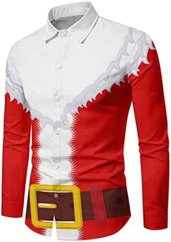 Wybaxz 2022 Божиќ машко есенско и зимско божиќно кошули со долг ракав, целосен печатен празничен специјален специјален специјален