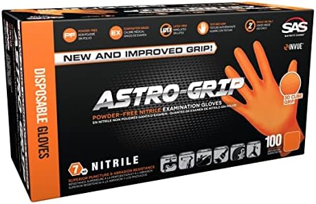 SAS Astro-Grip-Grip без нитрилни нараквици за еднократна употреба со текстуриран зафат, 7mil, 100 нараквици/кутија