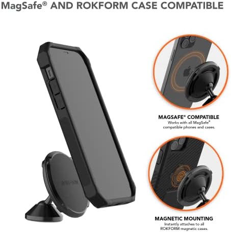 Rokform - iPhone 14 Pro Rugged Case + Двојна магнет вртливата за вртење на цртичка за автомобил, камион или комбе или комбе