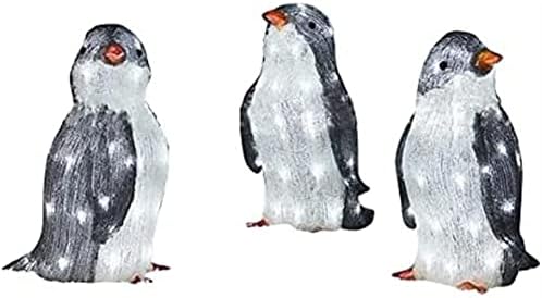 Shenteng 3 парчиња светло пингвин Божиќни украси, топла светлина LED пингвин животински градина, влогови, акрилен пингвин гноми