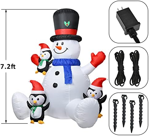 Lvydec осветлен на надувување на снежен човек Божиќна облека за надворешни работи на отворено - 7,2 метри го крева снежен човек со разнобојни