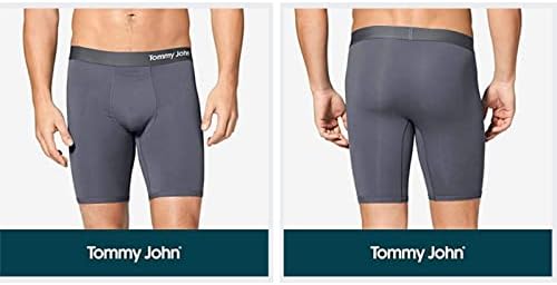 Долна облека за мажи на Томи Johnон-Кул памук боксерски брифинзи со контурна торбичка долга 8 inseam-удобна ткаенина
