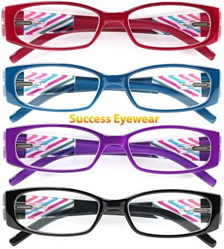 Читање Очила 4 Пакет Квалитетни Читатели Пролетна Шарка Стилски Дизајнирани Женски Очила За Читање 4 Бои +1