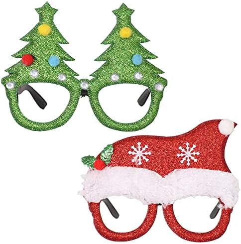Напнатоста 2 парчиња Божиќна забава Гитер очила Рамки сјајни Божиќни забави Декорација за новите костуми за очила за очила за очила за очила