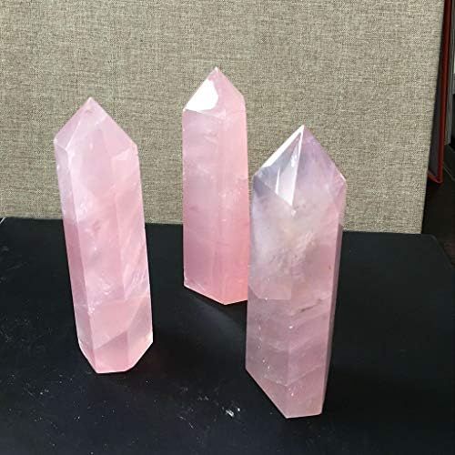 Томпи лекување кристално стапчиња, кварц на розова роза, минерален камен од природен скапоцен камен, 6 фацетирана медитација терапија Реики