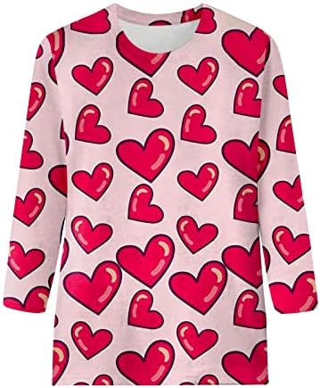 Женски симпатични loveубовни срцеви врвови тинејџерски валентин кошула среќна кошули за Денот на вineубените, обични врвови на врвовите