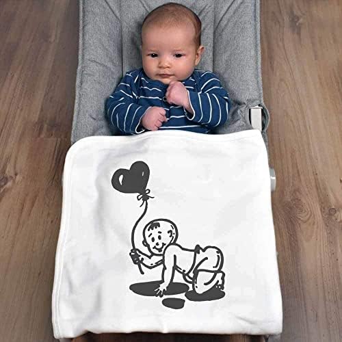 Азиеда „Бебе што држи балон со срце“ памучно бебе ќебе / шал