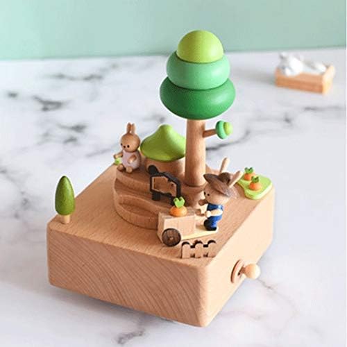 BBSJ дрвена креативна зајаче музичка кутија Дрвена музичка кутија Детска детска кутија за подароци за роденден
