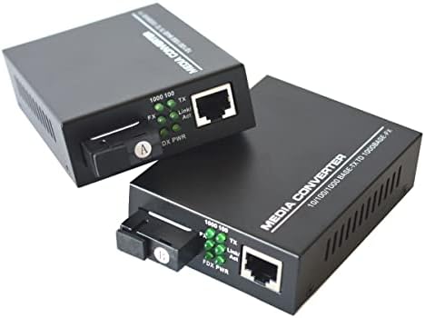 Конвертори на медиуми за медиуми од Primeda Gigabit Ethernet, пар 10/100/1000m RJ45 до 1000m двонасочни влакна со единечен режим SC, до 60 км