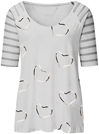 Nokmopo пролетни врвови жени 2022 жени обични лабави кошули кратки ракави модни срцеви печатени врвови маици маици