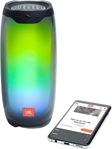 JBL Pulse 4 - Водоотпорен преносен безжичен Bluetooth звучник со светло шоу, вклучува бонус на ланецот на клучеви за ланче LED - црно