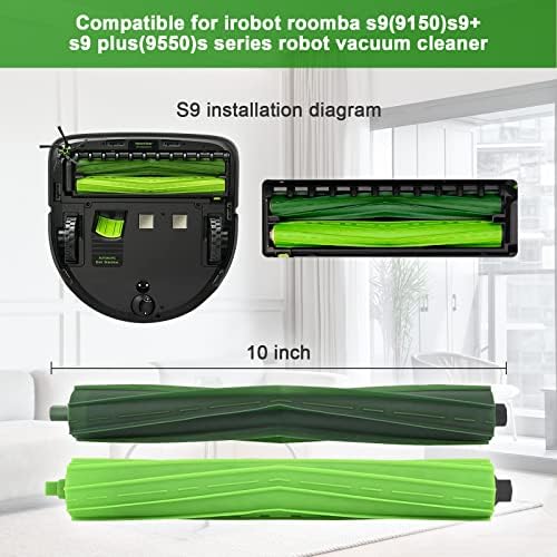 Додатоци за делови за замена за iRobot Roomba S9 S9+ S9 Plus S Series Series Vacuum Cleancue 2 четки за ролери и 4 филтри и 4 странични