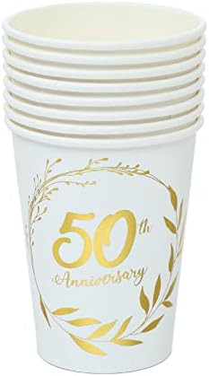 Сет за украси на 50-годишнината од 50-годишнината од 50-годишнината, свадбените партии за свадбени салфери чаши салфетки Педесет годишнината за забави Декорации 50-ти ?