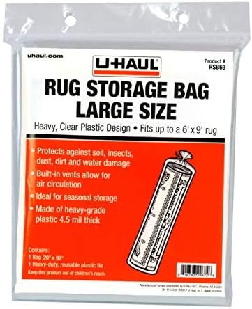 U -Haul голема торба за складирање на килим - Заштита за голем валани килим - 20 x 92