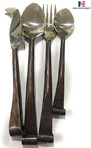 Поставен прибор за прибор, обликуван дизајн за прибор за јадење вклучува вилушка, 2 лажица нож за прибор за вечера