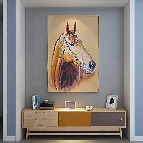 Сликарство со вертикално масло со рачно насликано животно - Апстрактна коњска глава со голема големина на маслото за масло на платно, модерни