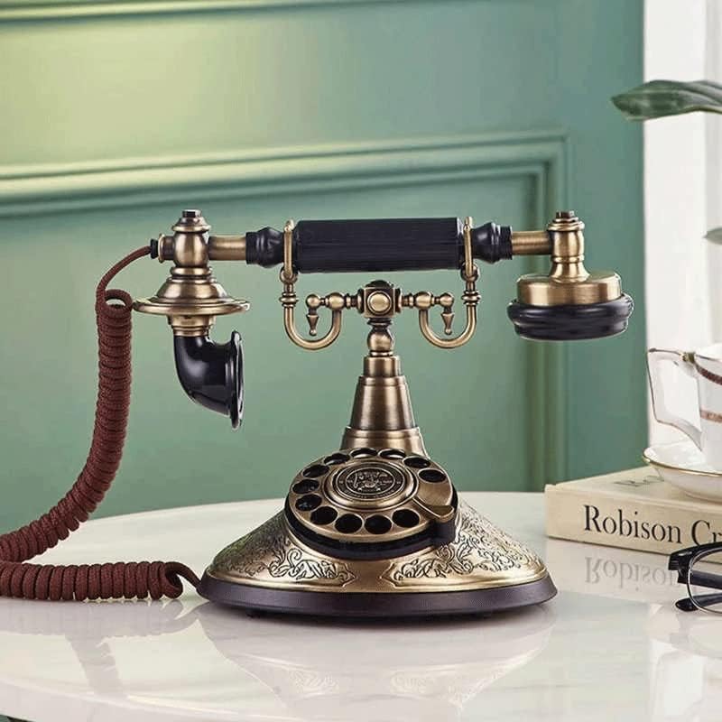 DLVKHKL VINTAGE TELEPHONE ROTINATING BILING CORDED старомоден телефон со прилагодување на волуменот на ринг -тонот за слушалки за студиска спална