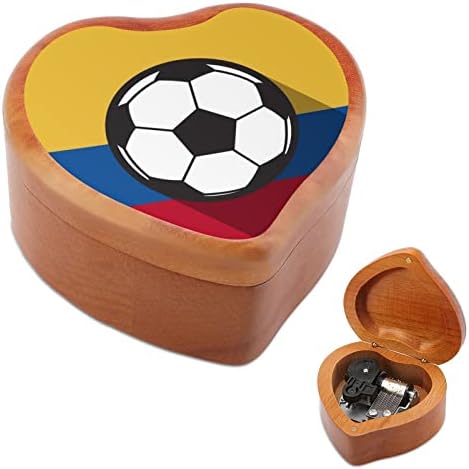 Колумбија фудбалски фудбалско знаме пошумено музички кутии гроздобер врежана срцева музичка кутија подарок за Божиќ роденден на годишнината од