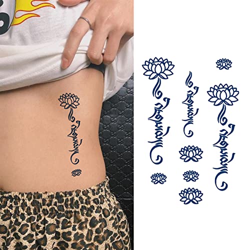 Карген Реална цветна привремена тетоважа за жени јога мандали лотос класична привремена тетоважа за девојчиња за рака на половината назад