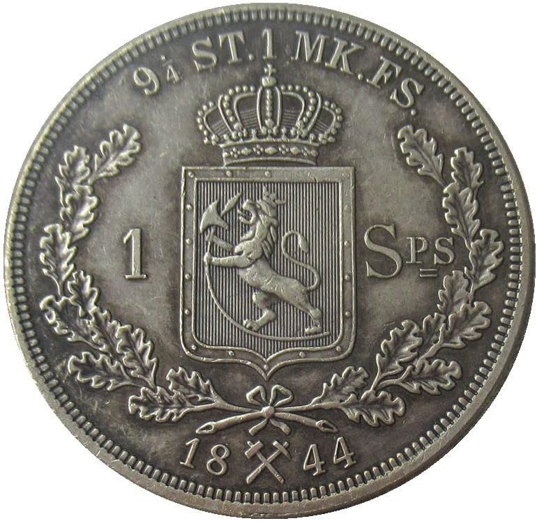 Норвешка 1 Списделер 1844 година комеморативна монета од странска реплика