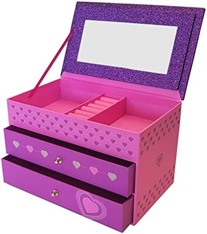 Кутија за накит За Девојчиња-Розова И Виолетова Искра со Срца И Розова И Виолетова Облога