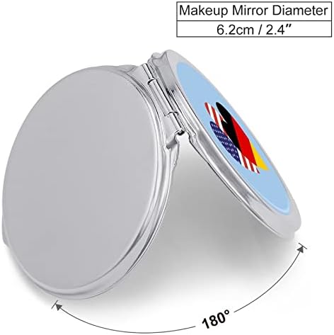 Германија Американско Знаме За Срце Компактен Огледало Џеб Патување Шминка Огледало Мал Преклопен Пренослив Рачен Огледало