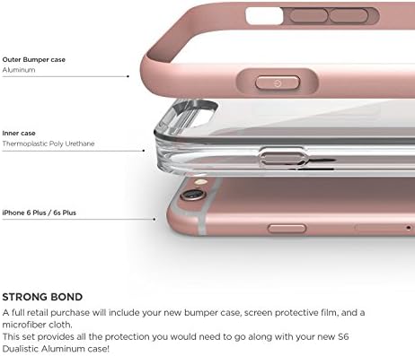 елаго® [Дуалистички [Кристално Розово Злато]- [Премиум Алуминиумски Браник][Двослоен][Премиум Хибридна Конструкција] - за iPhone 6/6S