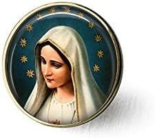 Блажена Дева Марија-Мадона Брош-Богородица Марија Брош-Марија Со Ѕвезда Ореол Жолта