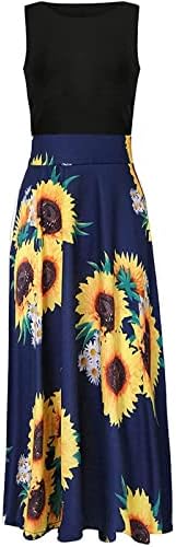 Maseенски пролетен мода 2023 година, женски моден случај на обичен печатење на вратот со кратки ракави со долги фустани со голема големина на вратот