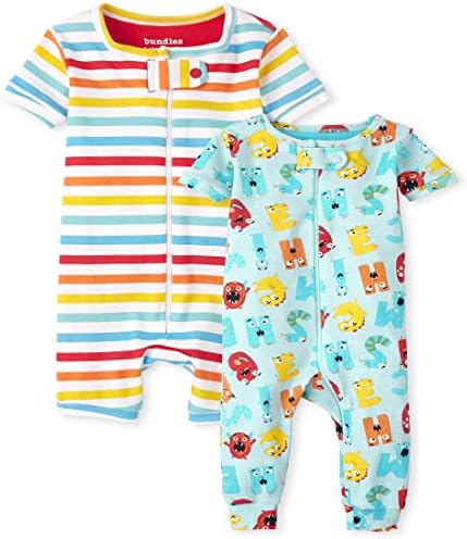Детско место унисекс бебе и дете ABC шарени памучни памучни памучни пижами 2-пакет