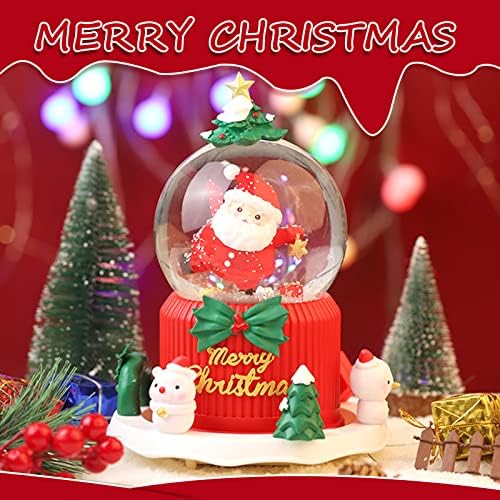 Божиќни снежни глобуси, божиќна музичка кутија, танцување Дедо Мраз со вртливата база снежни глобуси, 8 музика и сјајни обоени светла
