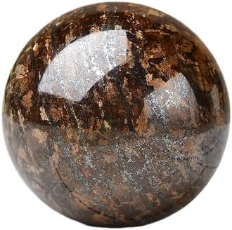 Wnjz природна бронзитна топка заздравување минерална сфера со стоење на простории за медитација Декор за канцеларија подарок енергетски