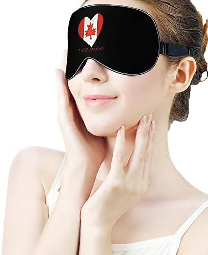 Ја сакам маската за очи на денот на Канада со прилагодлива лента за мажи и жени ноќно патување за спиење