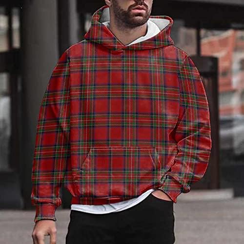 Машки графички дуксери обичен пуловер со џебови со долги ракави со касети со качулка