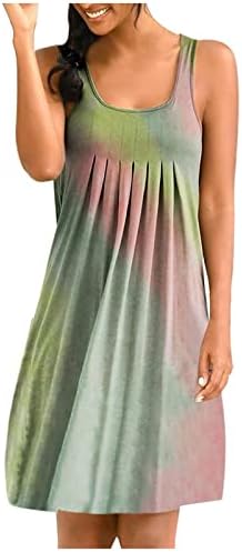Женски обични фустани врзуваат мулти-боја кратка облека, случајна вратоврска со мулти-обоен кратко здолниште фустан бохо