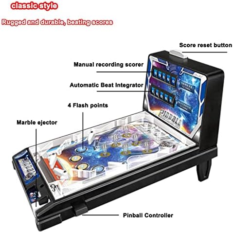 Машина за игра на Pinball Turkas Pinball за роденденска забава, Mini Tabletop Pinball Machine, Retro Arcade Machine, Супер електронска игра со Pinball игра родител-дете интерактивен